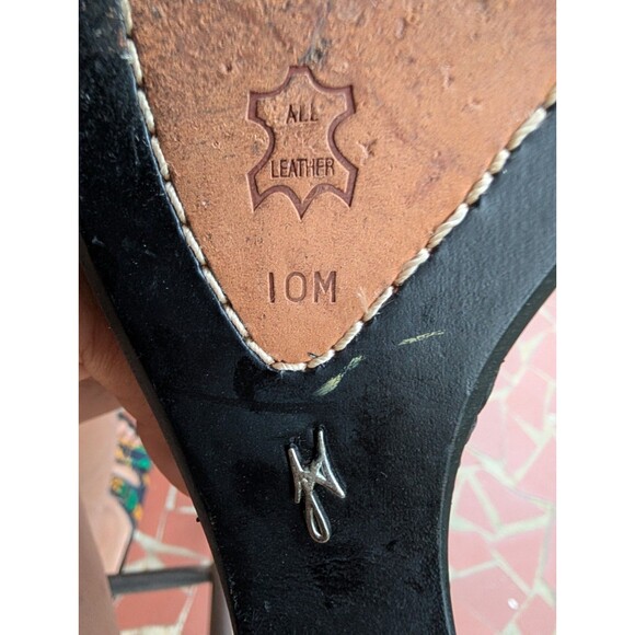 J VINCENT Wedge Leather Sandals -Floral Embroidered-Black- Size 10M - Picture 12 of 12